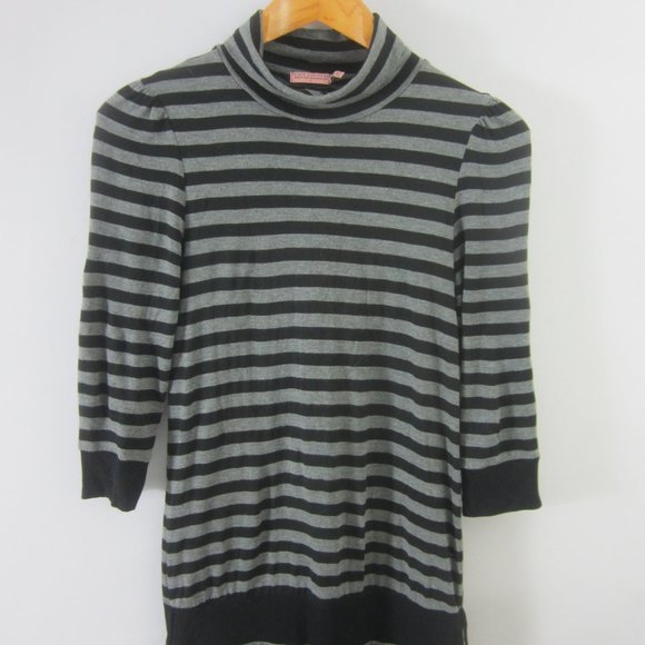 Juicy Couture Womens S Gray Black Striped Modal Knit Dress Turtleneck 3/4 Sleeve - Picture 2 of 8
